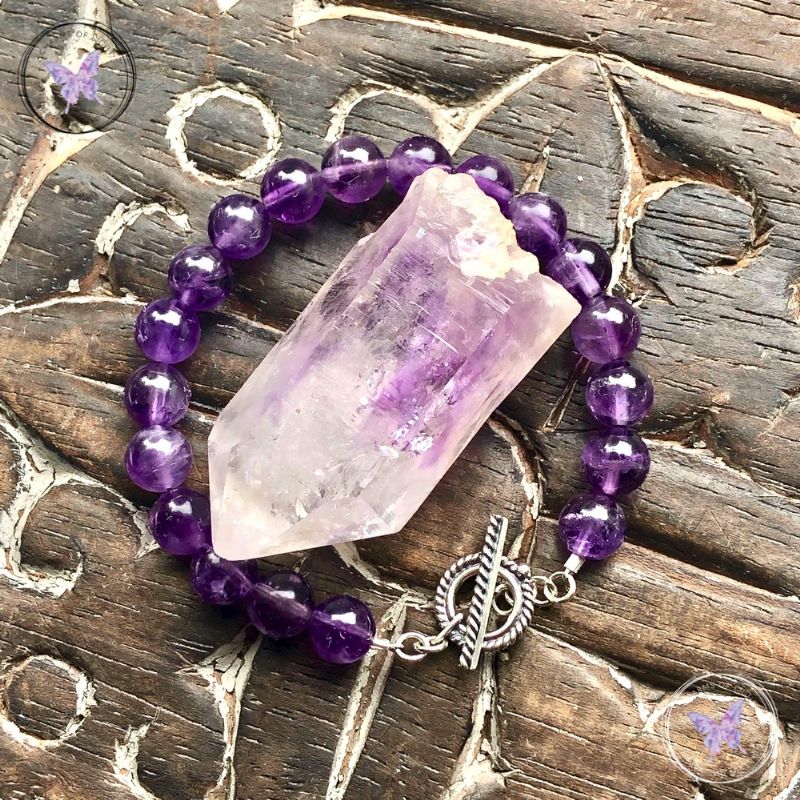 Amethyst Healing Bracelet With Silver Toggle Clasp
